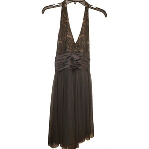 Maggy London Black Lace Halter Dress Bow Size 8
